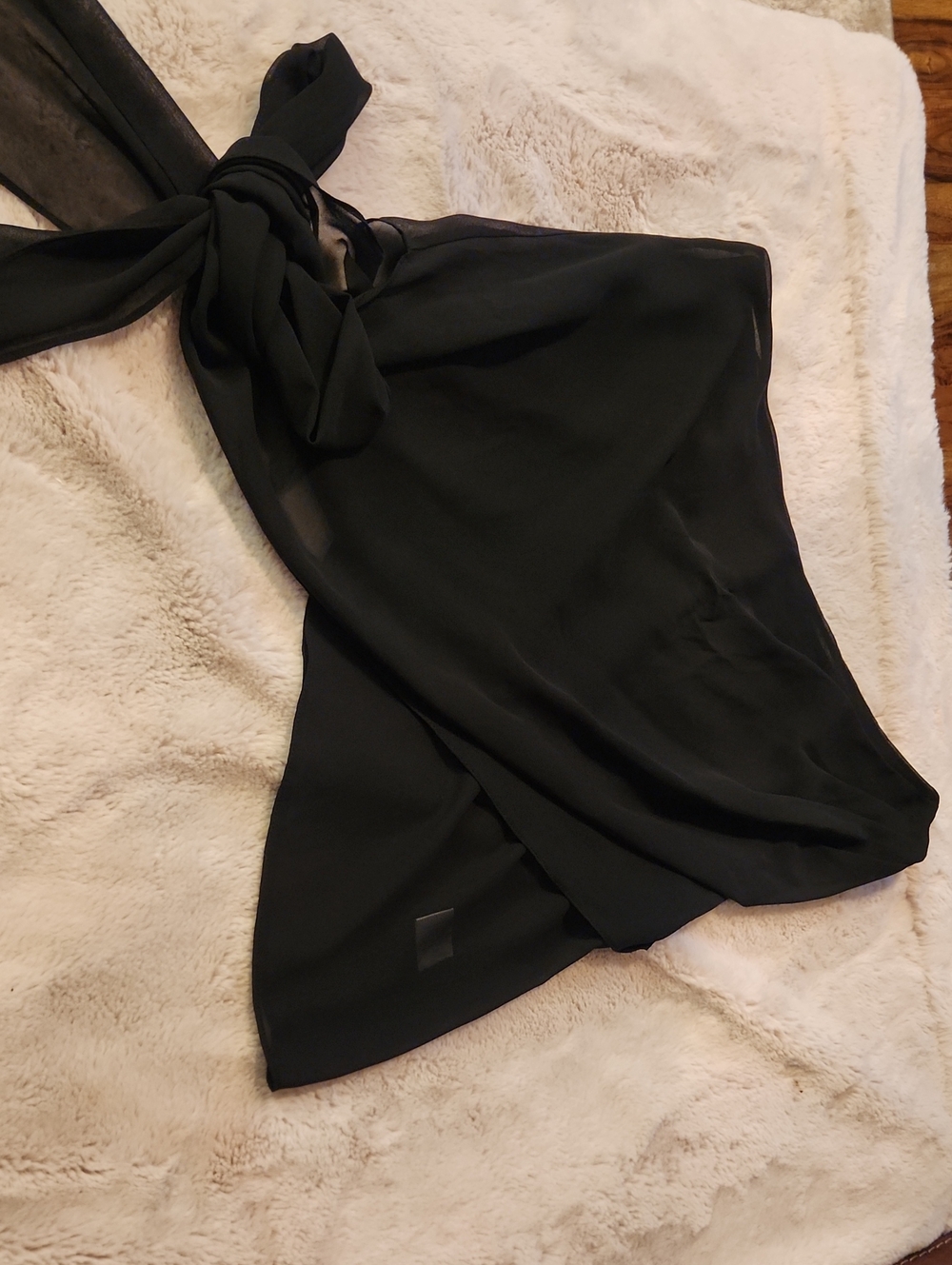 Bluivy Black One-Shoulder Wrap Top